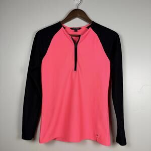 Lauren Ralph Lauren Womens Small Active Half Zip Pink Black Long Sleeve Athletic